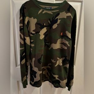 Polo Ralph Lauren Camo Waffle-knit thermal shirt- M